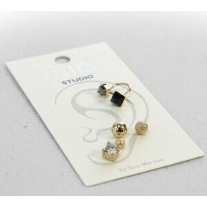 Mia Studio No Pierce Earring Set Ear Cuff Wrap Gold Tone Stud Earrings, 4 Pc